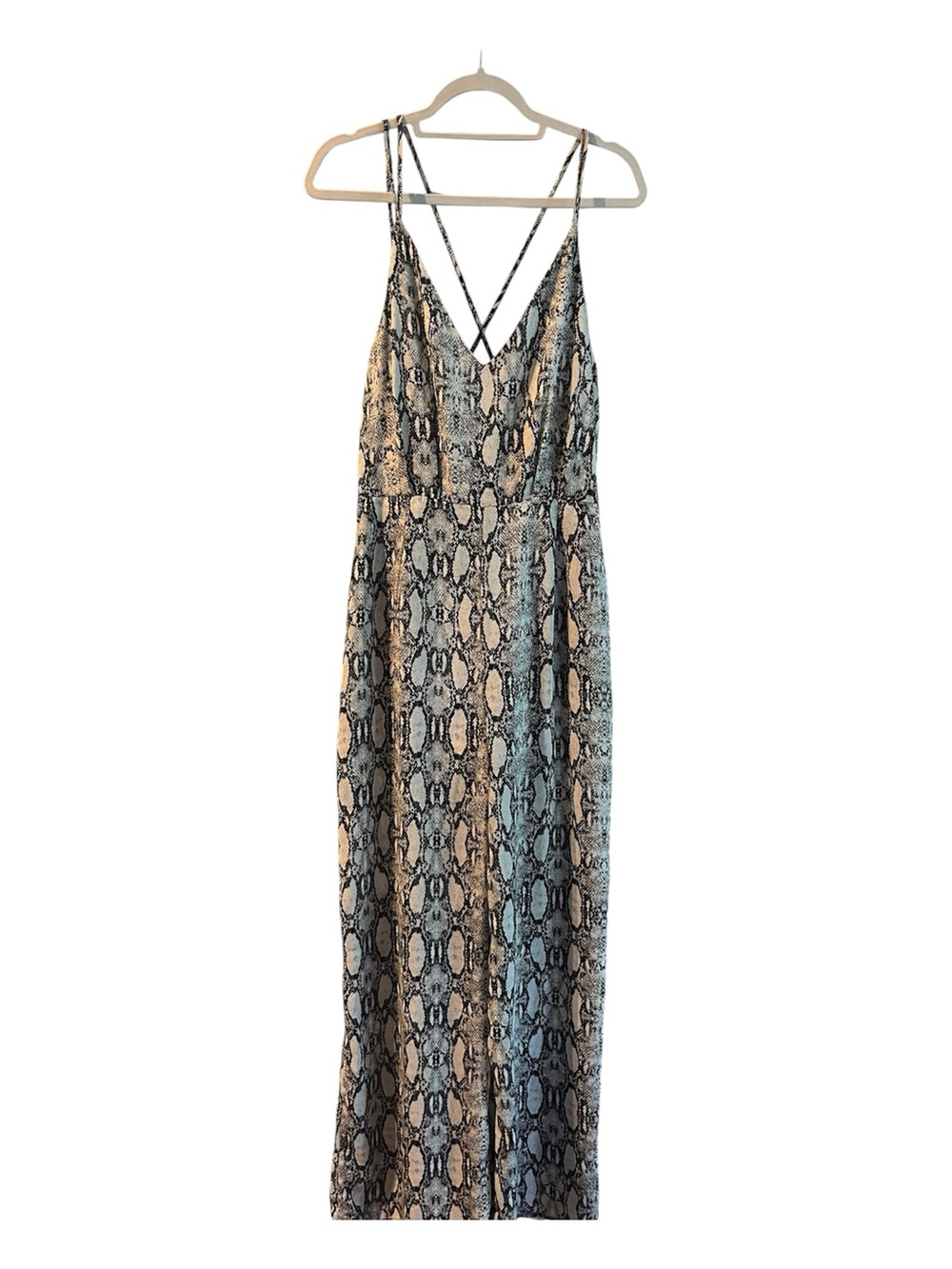 HYFVE Snake Print Slip Jumpsuit - Black & Cream